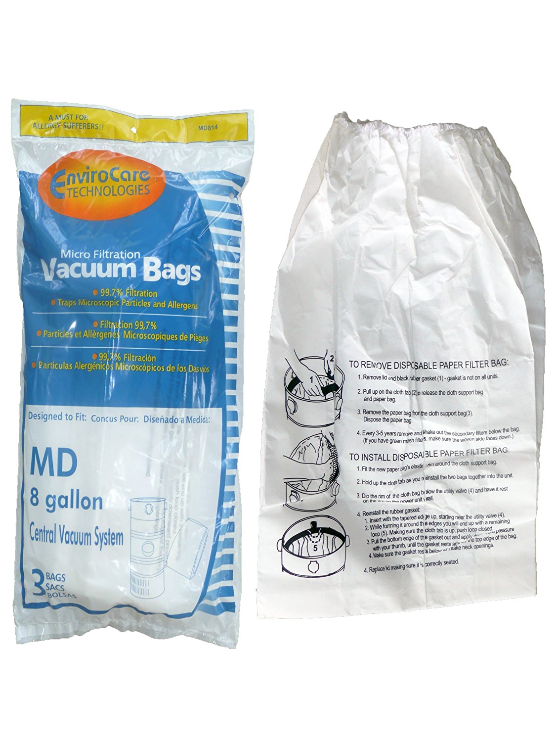 3 MD Modern Day 8 gallon 720H5, 7205 Allergen Style Central Vacuum