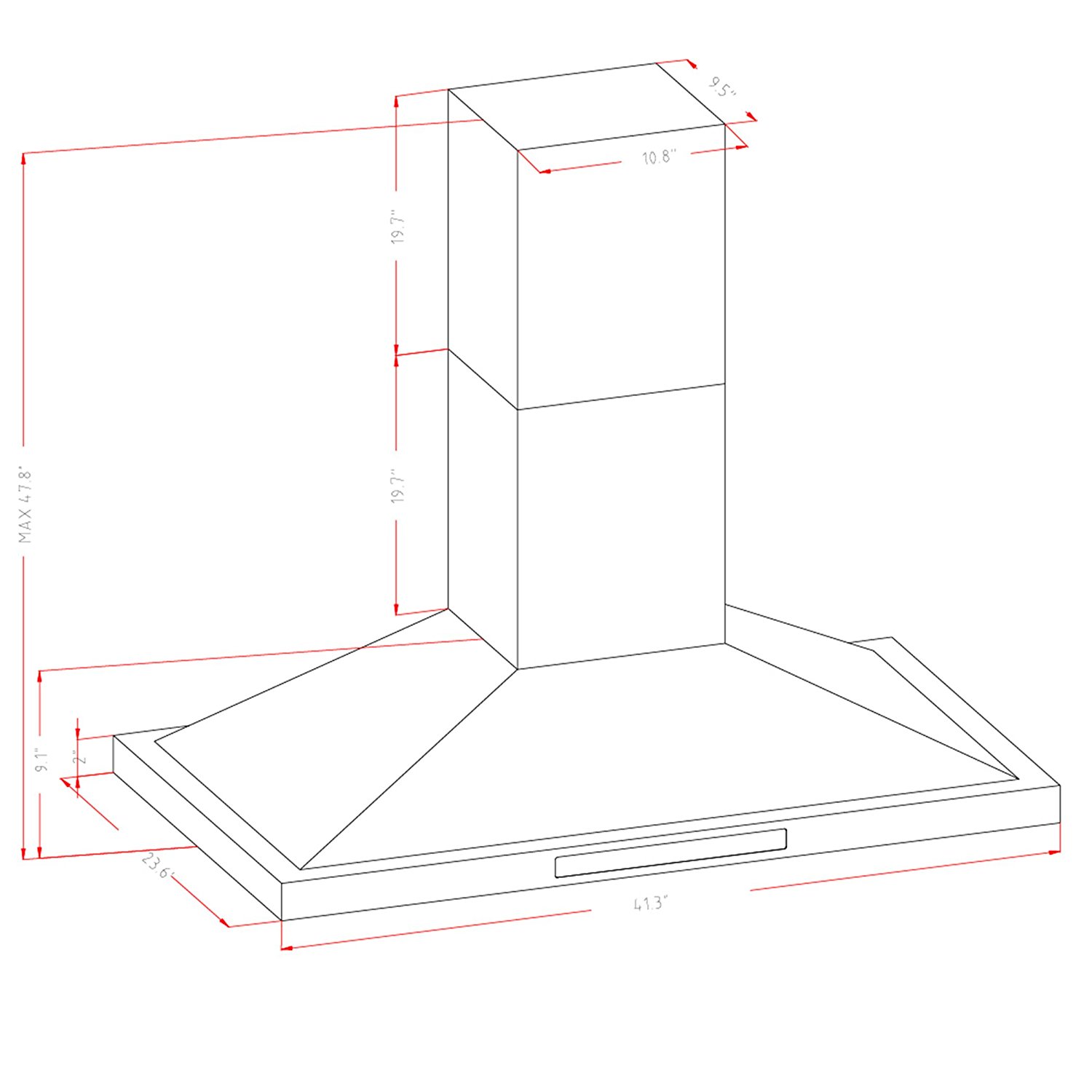 AKDY® 30"/36"/42"/48" Island Mount Stainless Steel Dual LED Display