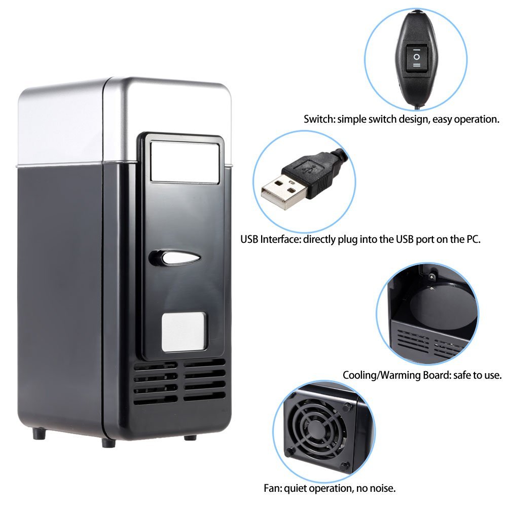 Anself Mini USB Fridge Cooler Warmer Refrigerator for Drink Beverage