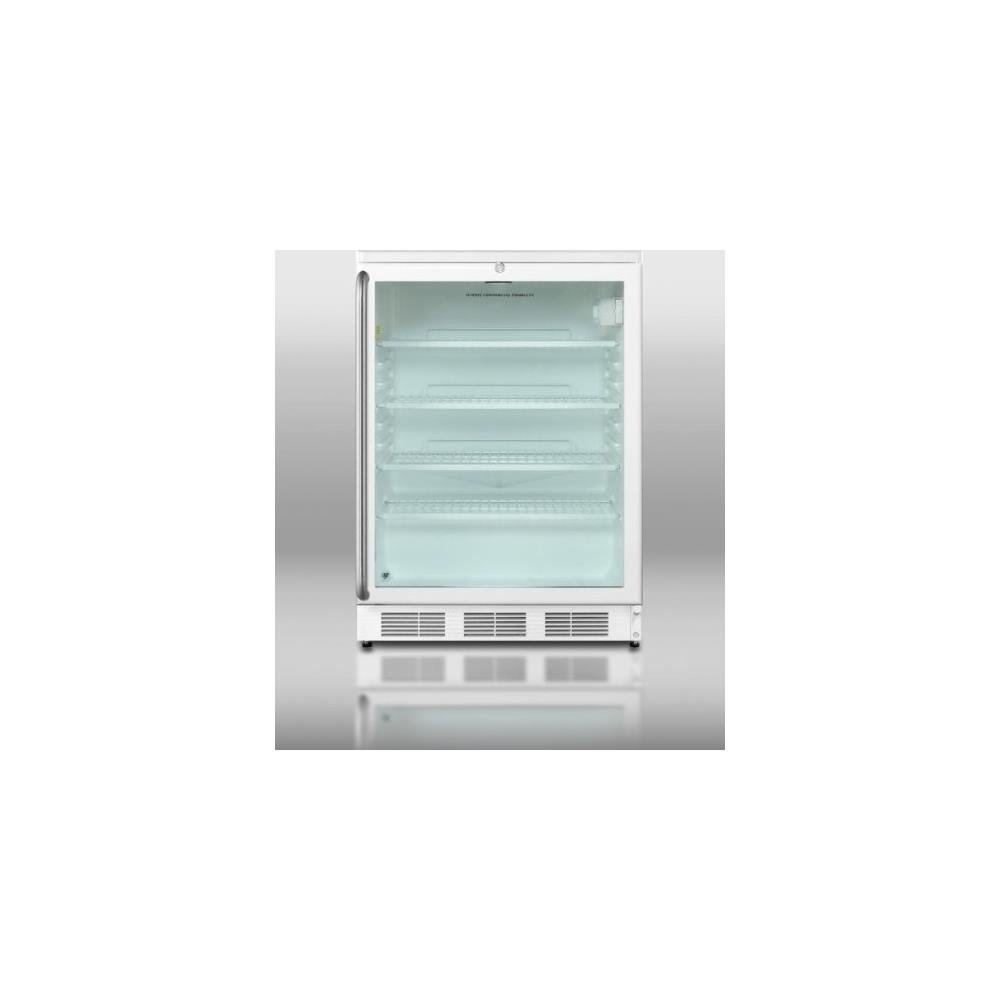 Summit SCR600LSH 24" Wide GlassDoor Refrigerator With Factory Installed
