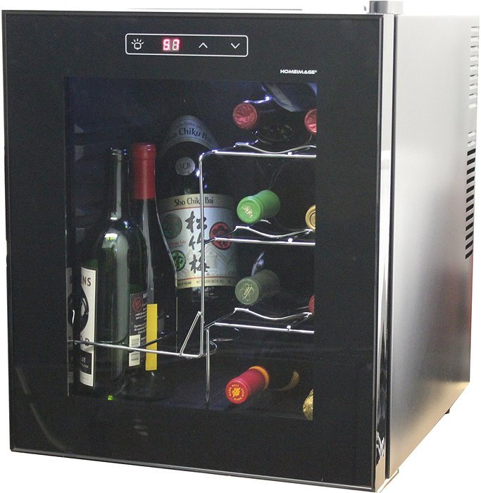 HOMEIMAGE Thermo Electric Wine Cooler 16 Bottles with Vertical Rack allows bottles to Sit