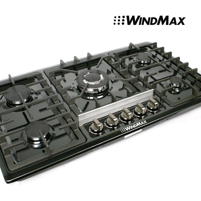 Windmax 34" Black Titanium Stainless Steel Builtin 5 Ring Burners
