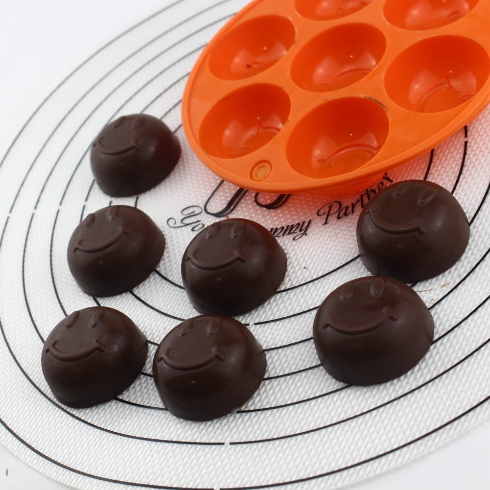 Candy Making Molds, 2PCS YYP [7 Cavity Smile Face Shape Mold] Silicone