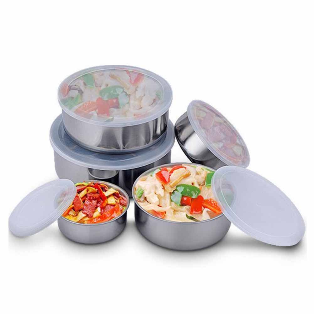 Quadruple Time 5 PCS Mixing Bowls Cookware Stainless Steel Food Storage