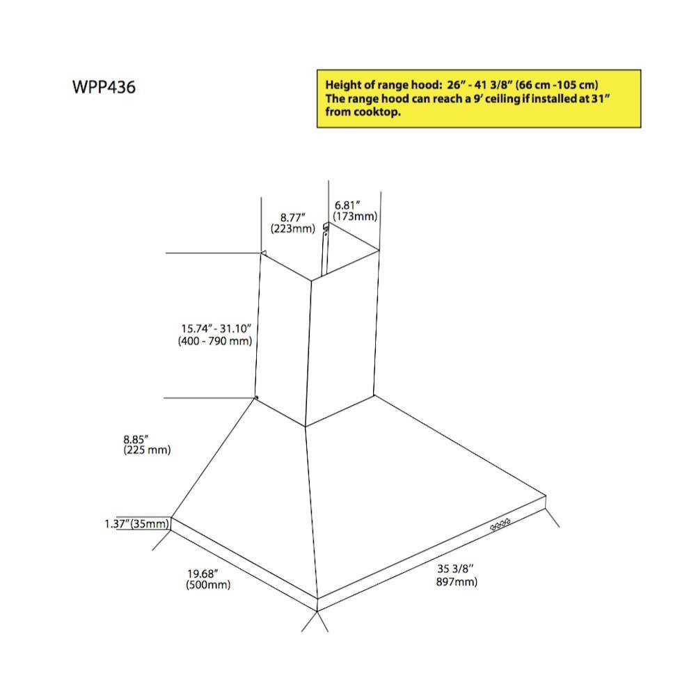 Ancona WPPW430 WallMounted Classic Pyramid Style Convertible Range