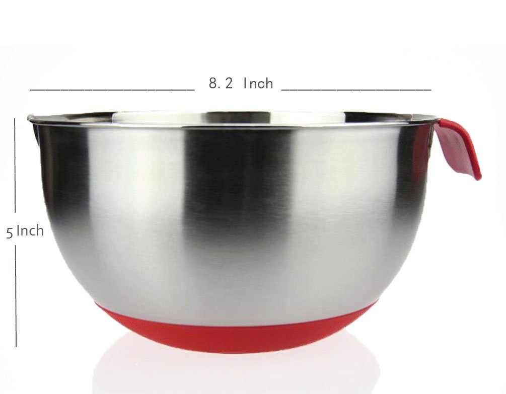 IBEET Mixing Bowl With Handle and Apout,Mixing Bowl With Spout, 18/8