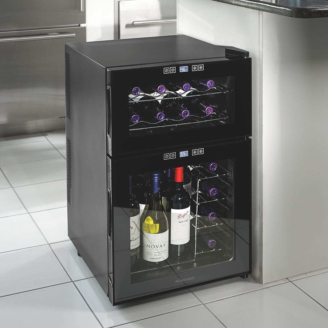 Wine Enthusiast 272 03 24 05 Silent 24 Bottle Dual Zone Touchscreen