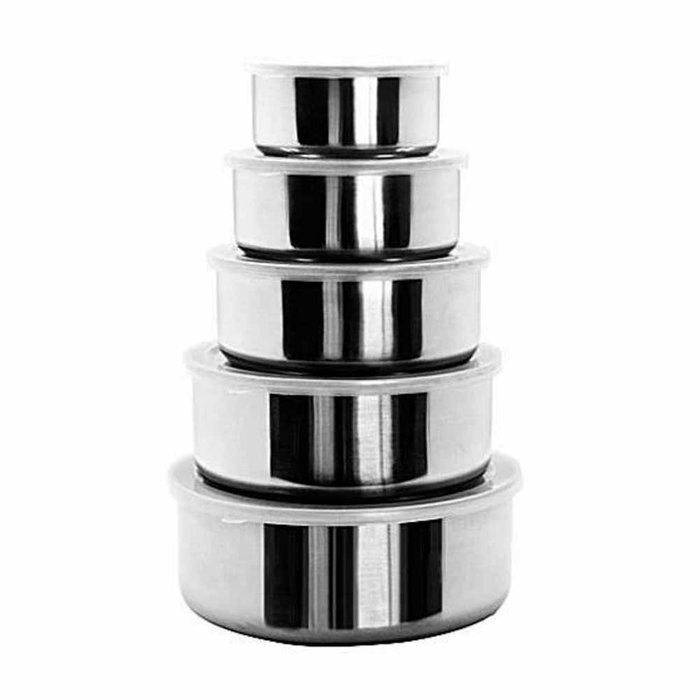 Quadruple Time 5 PCS Mixing Bowls Cookware Stainless Steel Food Storage