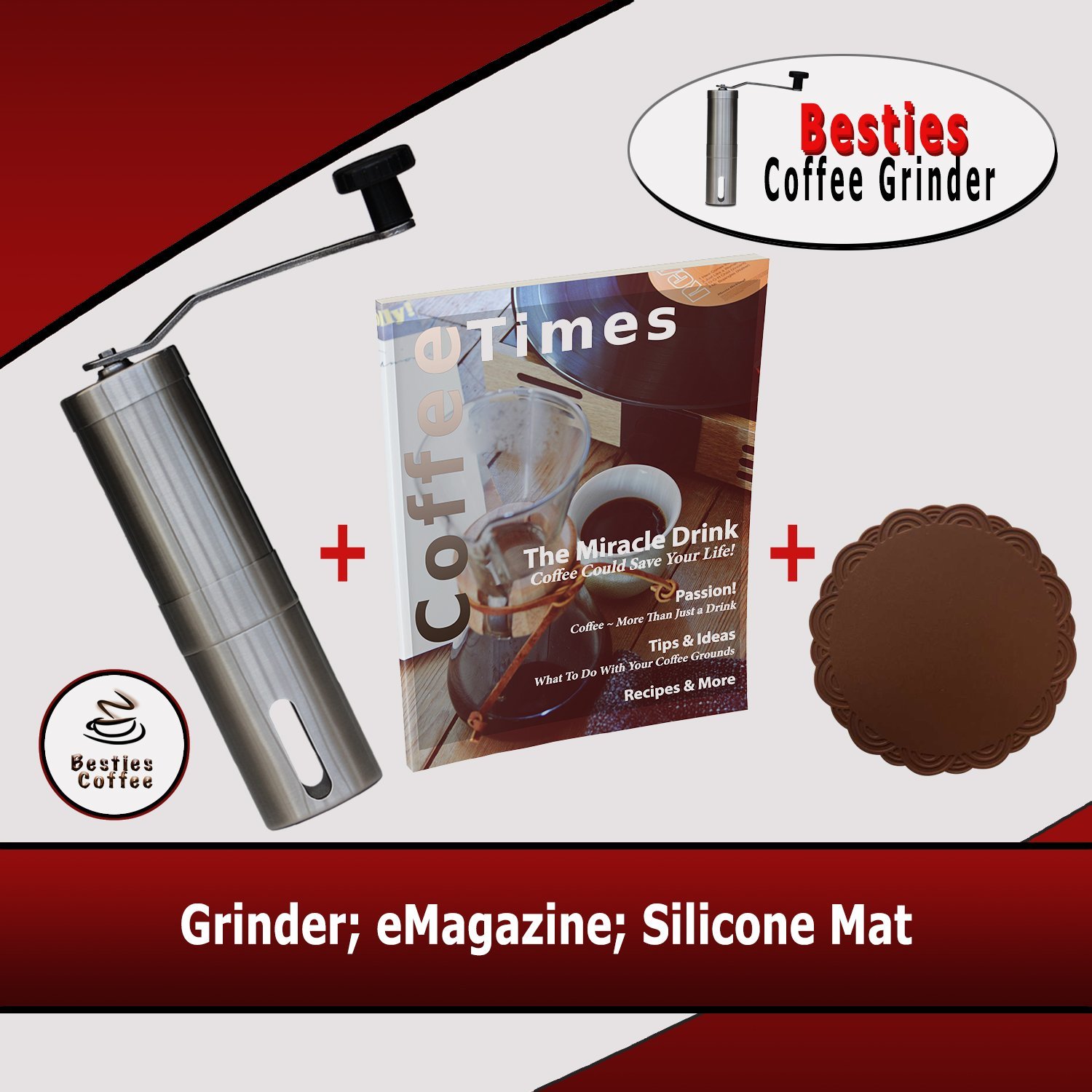 Besties Hand Coffee Grinder With Ceramic Conical Burr Design, Slim