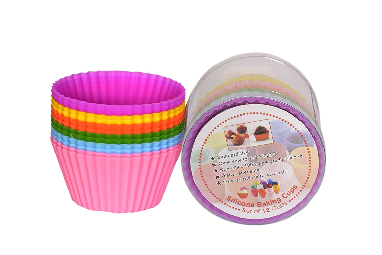 KitchenMooN Premium Silicone Cupcake Liner/Muffin Cup Set of 12