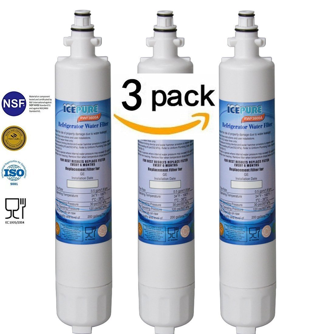 GE RPWF Compatible Refrigerator Water Filter 3 pack (Not RPWFE) free