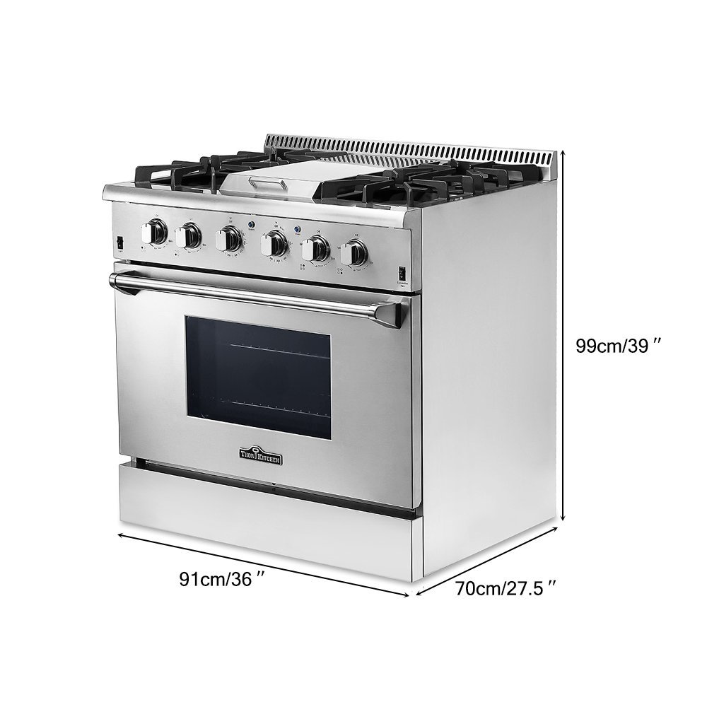 Anself THOR KITCHEN Stainless Steel Dual Fuel Range Professional Free