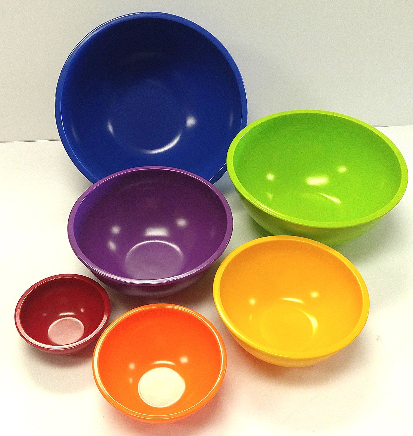 Set of 6 Gourmet Home Products Brand Bold Colored Nesting Mixing Bowls