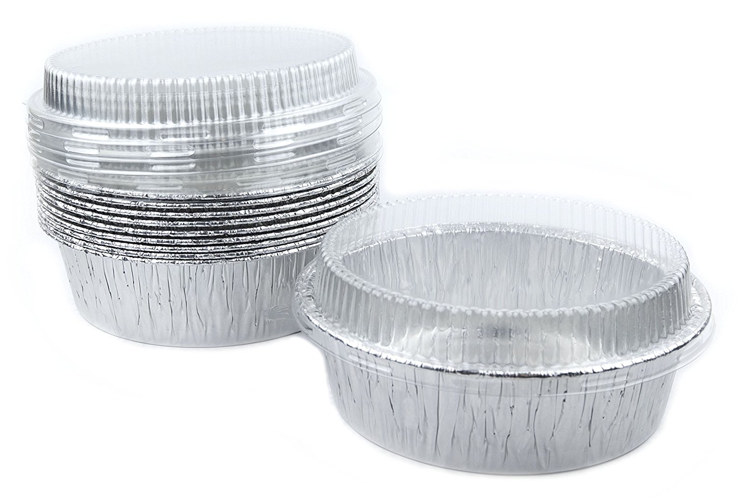 Disposable Foil 6" Tart Pan, Round Baking Pan, Aluminum Pot Pie Pan Baking Tin with Lids, 10