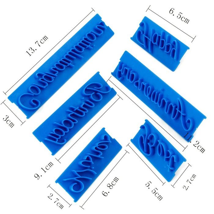 BleuMoo 6Pcs Letter Fondant Cake Mold Decorating Icing Cutter Mould Sugarcraft Tool DIY free