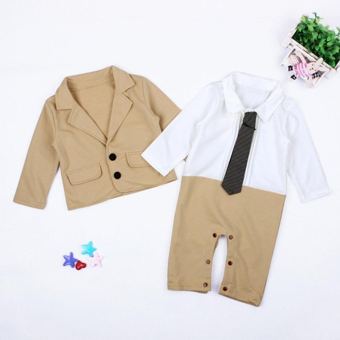 Baby Boy Jacket,Laimeng Baby Boy Gentleman Suit Rompers Jumpsuit +Coat Jacket Kids Clothes (90