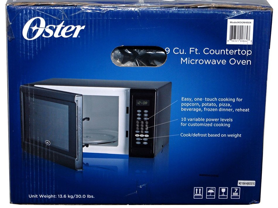 Oster Countertop Microwave Oven, 0.9 Cubic Feet, Black, 900 Watts N2