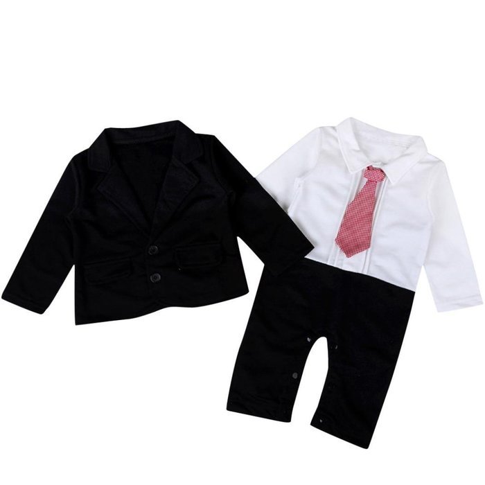 Baby Boy Jacket,Laimeng Baby Boy Gentleman Suit Rompers Jumpsuit +Coat Jacket Kids Clothes (90