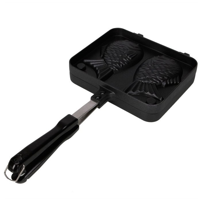 SAGUARO Cast Aluminum Taiyaki Fish Shaped Cake Maker Waffle Pan Mold 2 Cast for Gas Stove free