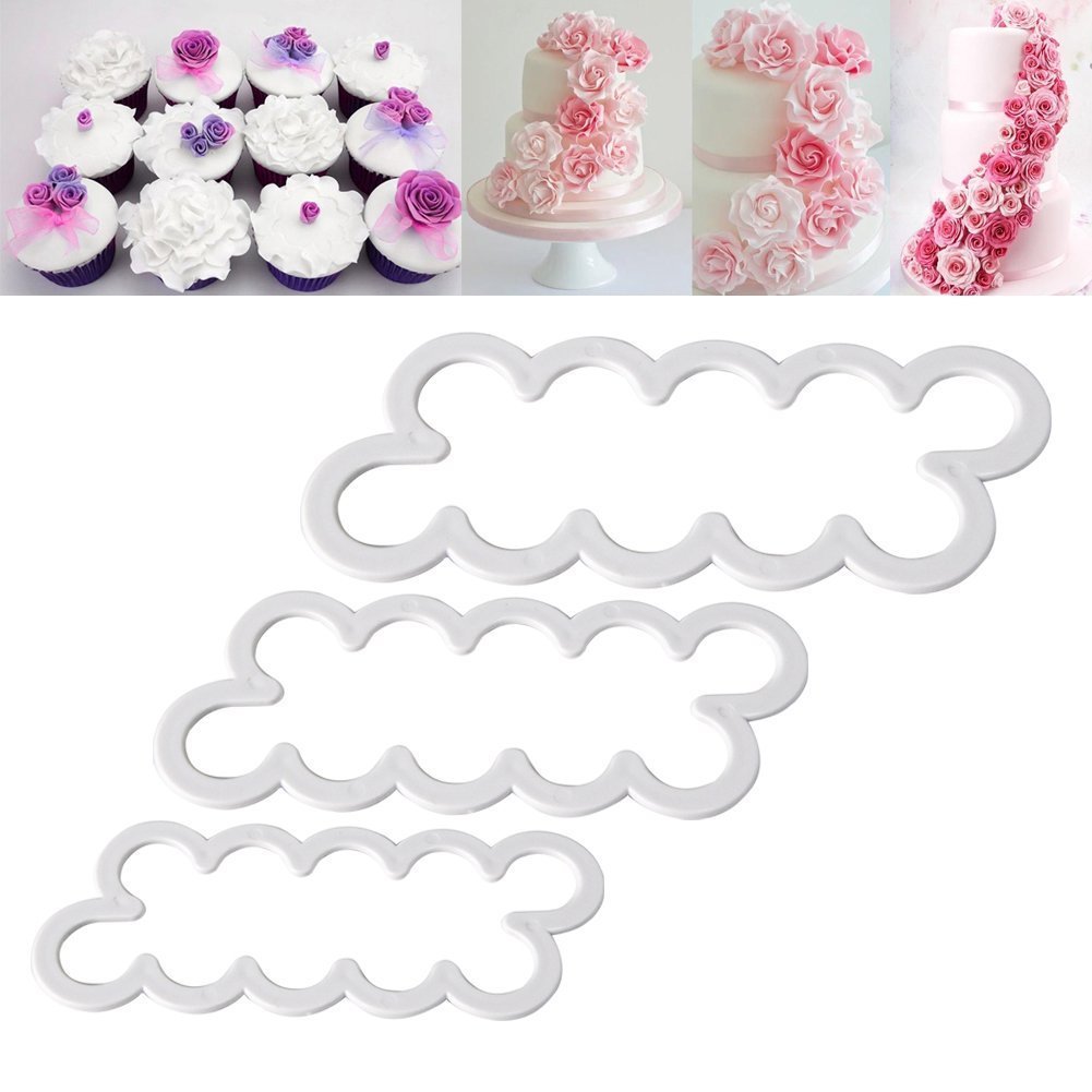 NALATI 3Pcs Mixed Sizes 3D Cake Rose Flower Mould Fondant Cake Cookie