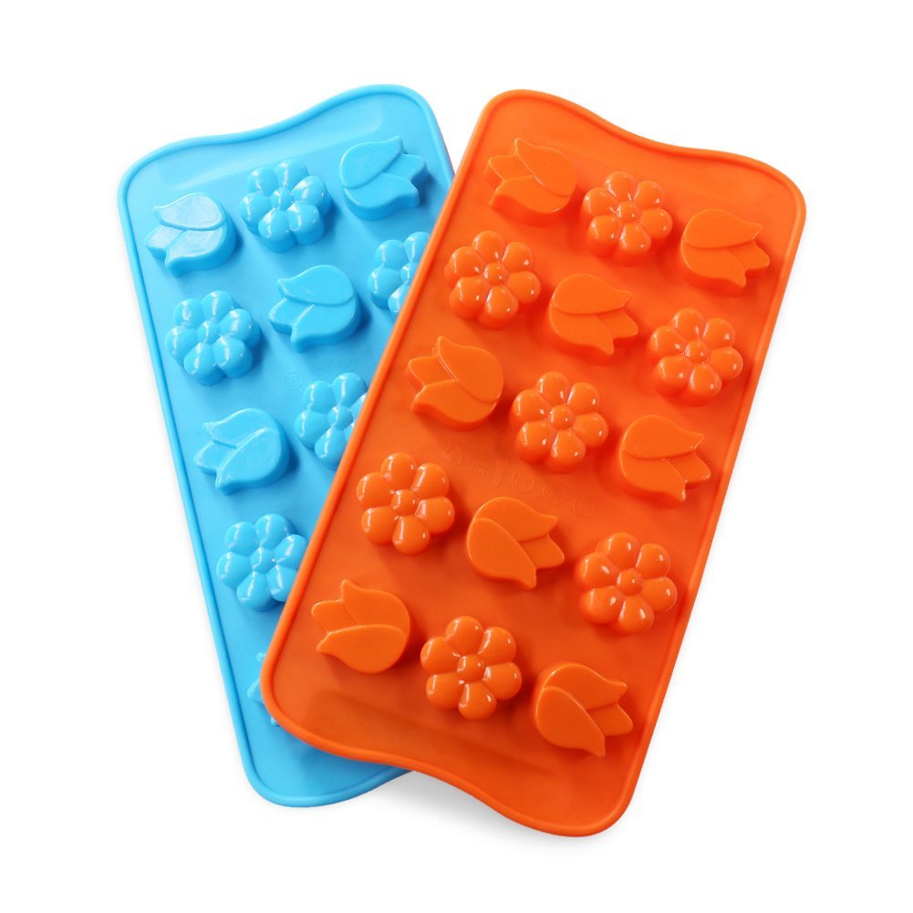 Candy Making Molds, 2PCS YYP [15 Cavity Flower Shape Mold] Silicone