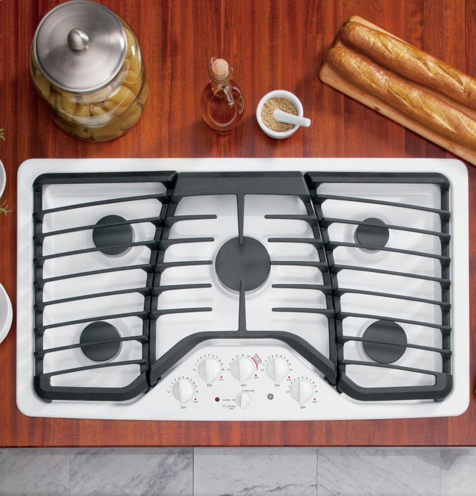 GE PGP976DETWW Profile 36" White Gas Sealed Burner Cooktop free image