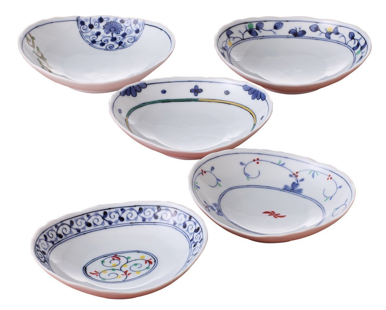 Saikai Pottery 5 set of Colorful Japanese small plates 31984 from Japan