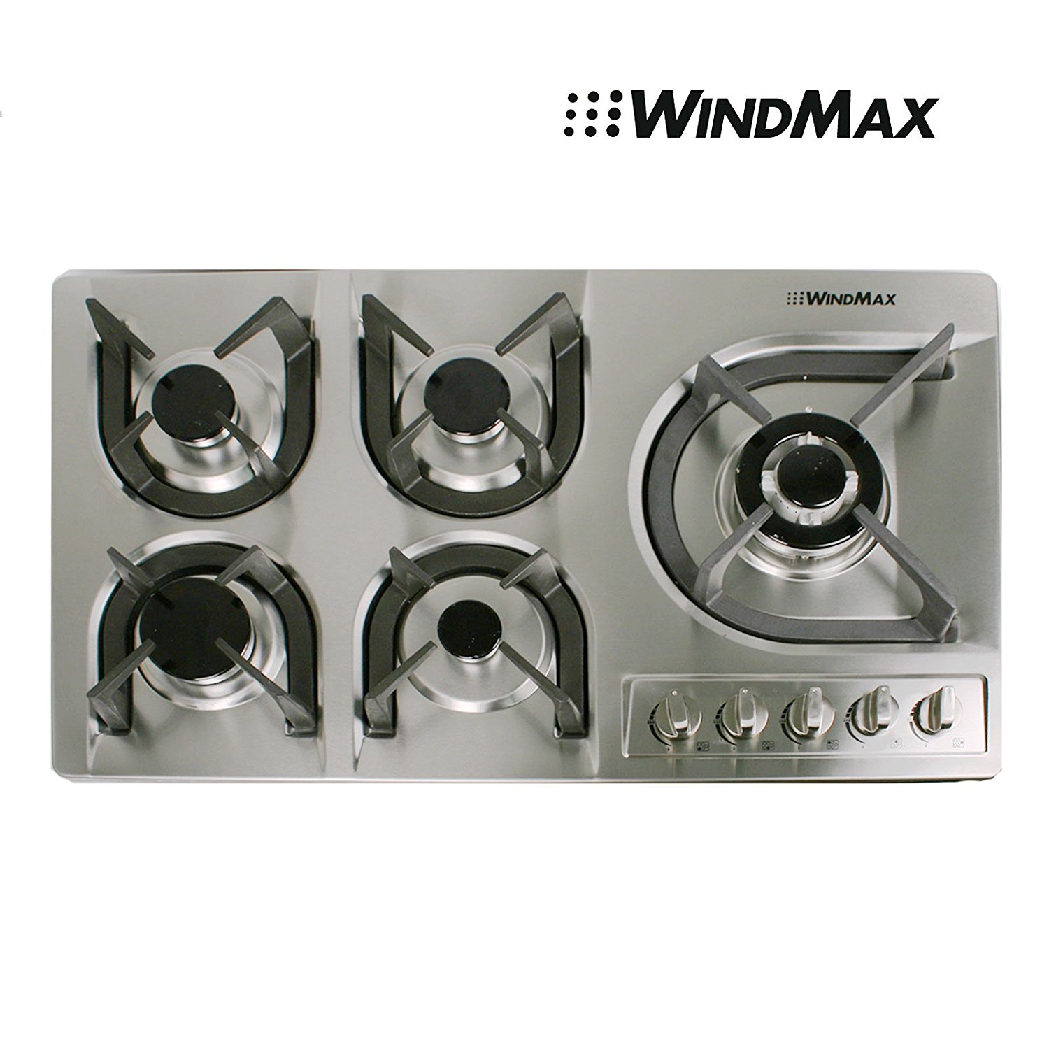 Windmax Hot 34" Stainless Steel Builtin 5 Burner Stove Gas Hob Cooktop