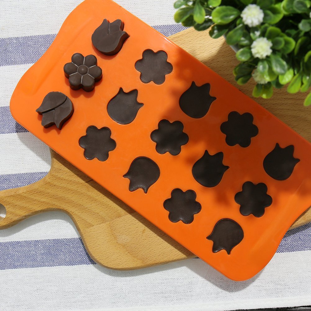 Candy Making Molds, 2PCS YYP [15 Cavity Flower Shape Mold] Silicone