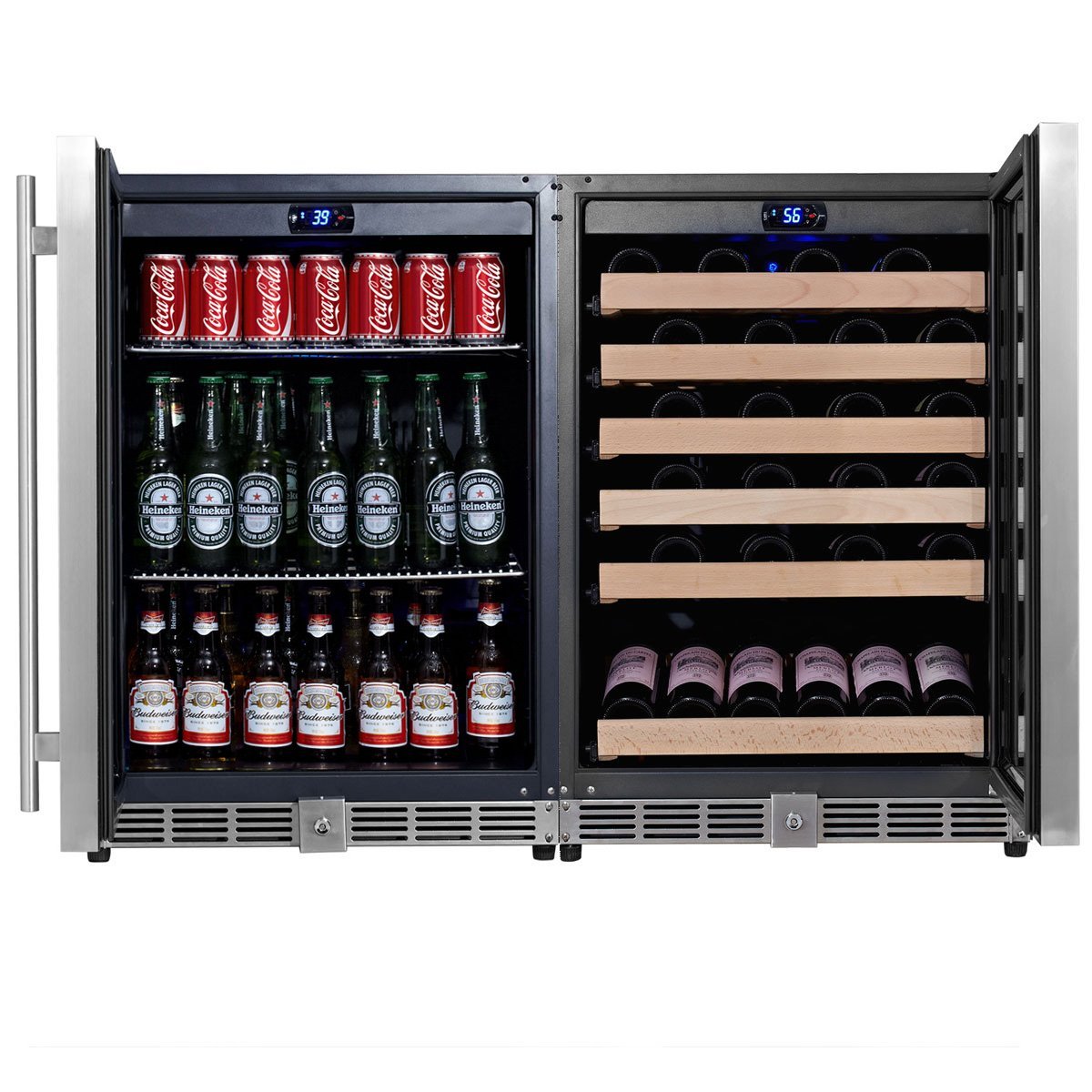 KingsBottle 2Zone Wine and Beverage Combo Refrigerator, Holds 300 Cans