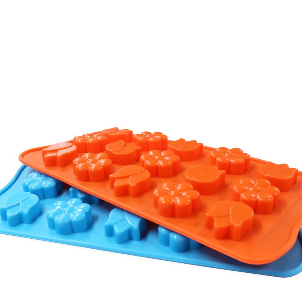 Candy Making Molds, 2PCS YYP [15 Cavity Flower Shape Mold] Silicone