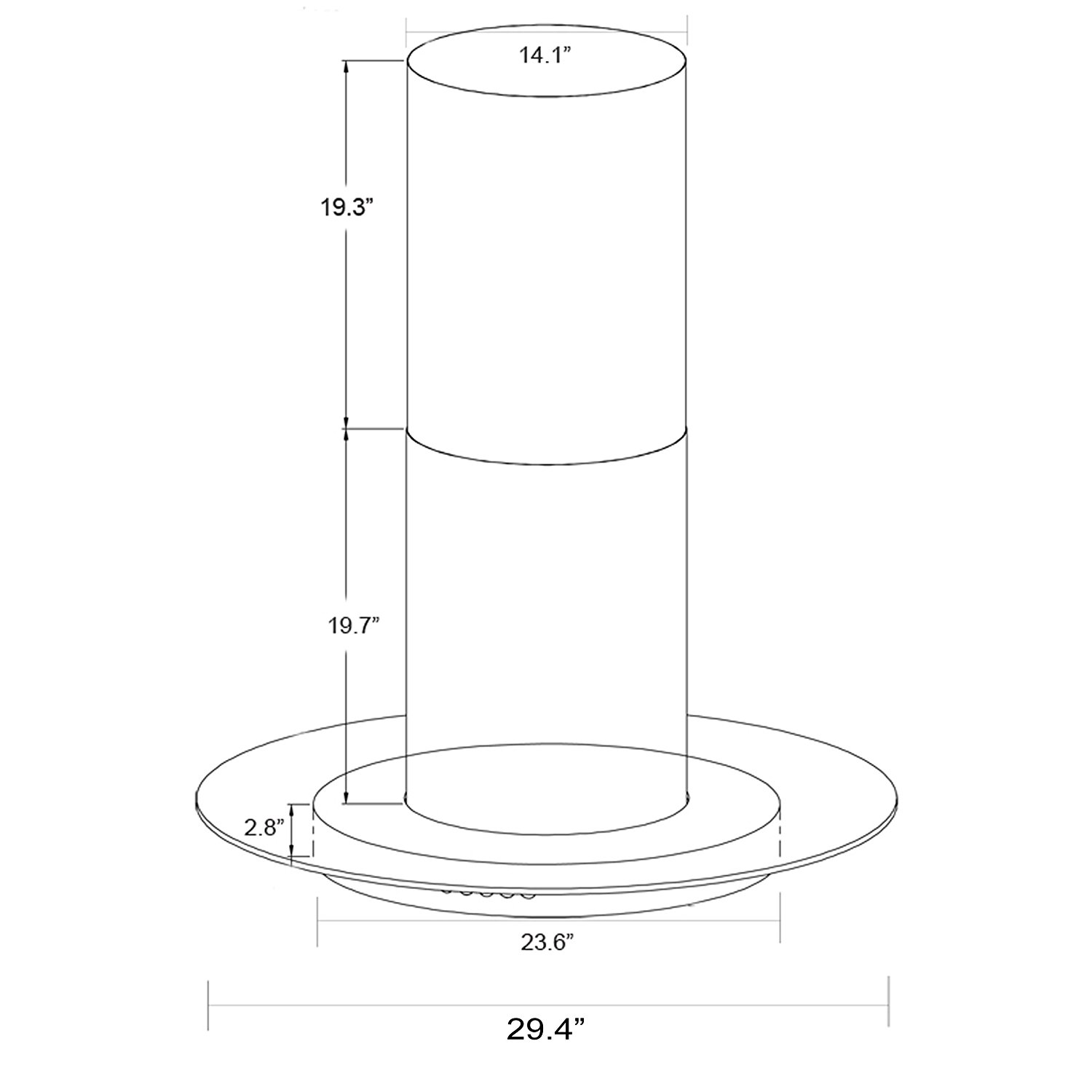 FIREBIRD 30" Island Mount Black Stainless Steel Touch Button Control