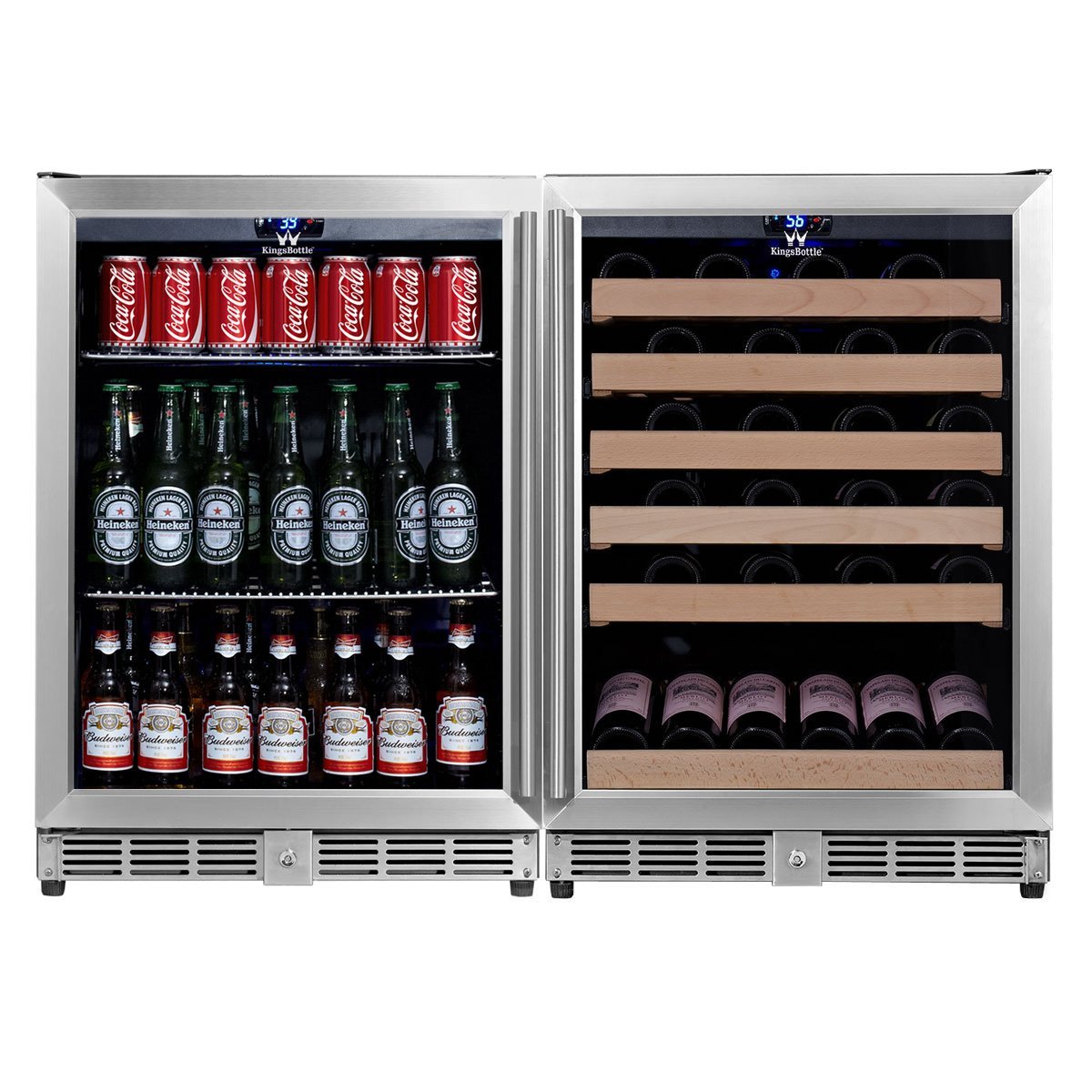 KingsBottle 2Zone Wine and Beverage Combo Refrigerator, Holds 300 Cans