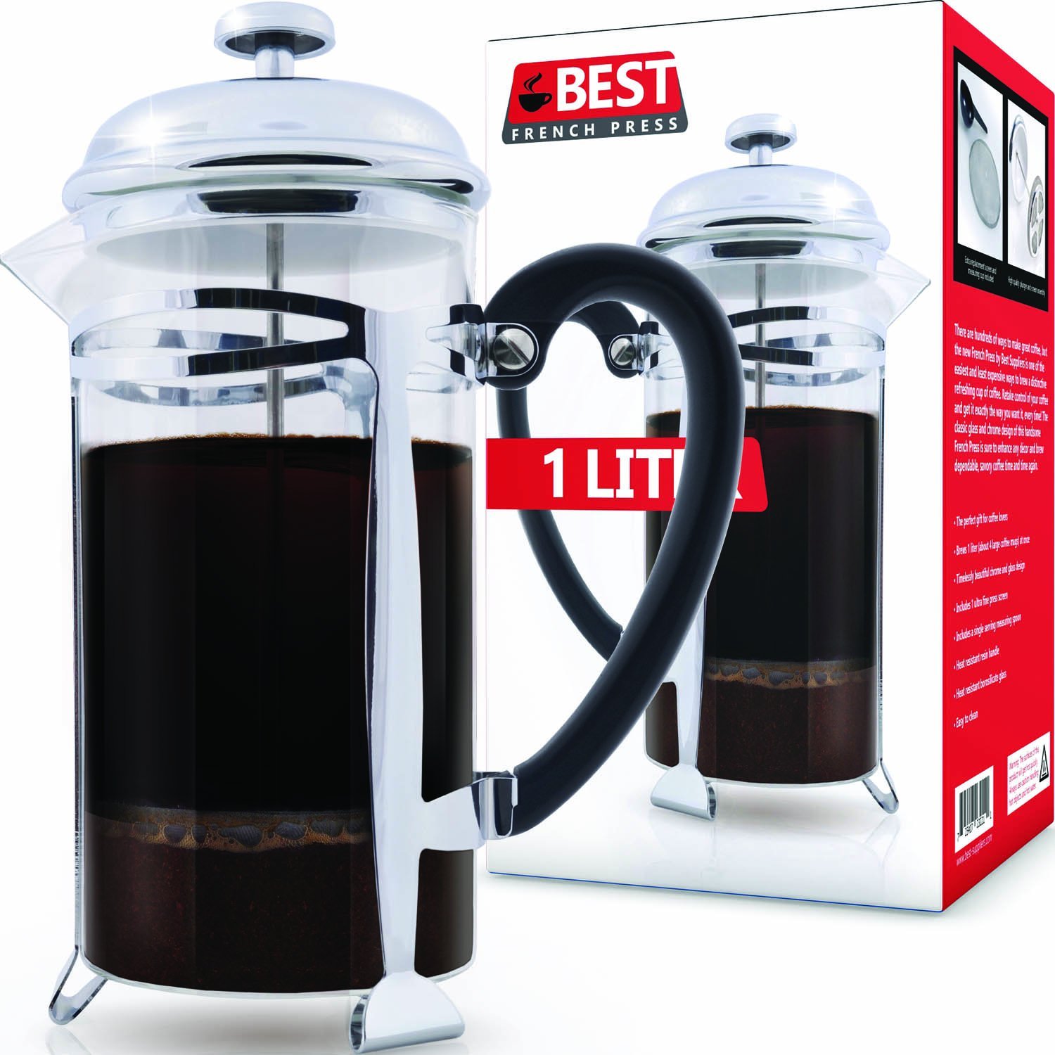 Best French Press Coffee Maker (Ultra Fine Filtration) 1 Liter (34