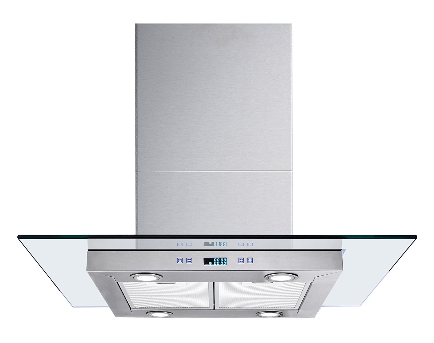 30"inch Islandmounted Stainless Steel Glass Range Hood free image