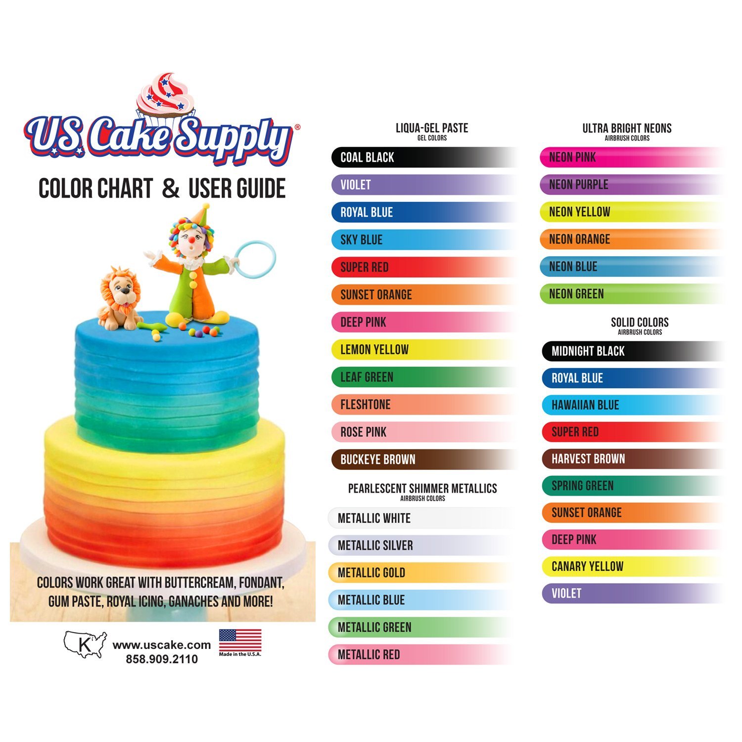 US Cake Supply by Chefmaster Airbrush Cake Color Set The 12 Most