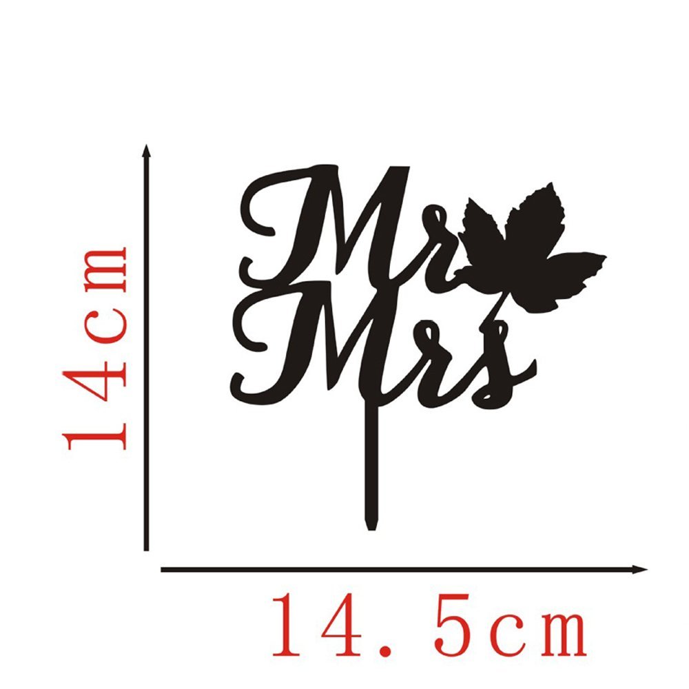 Ecape Acrylic Wedding Cake Topper Wedding Monogram Mr and Mrs Cake Topper With Maple Leaf N18