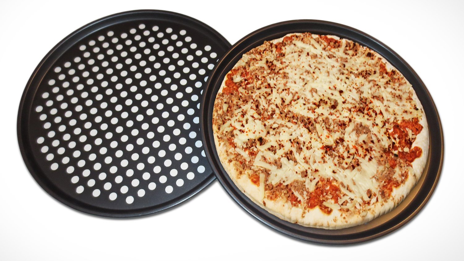 Pack of 2 Pizza Pans with holes 13 inch Professional set for