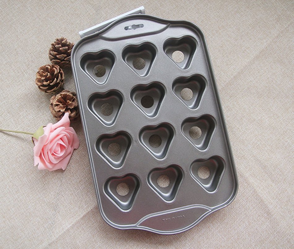 Tosnail 12 Cavity Heartshaped Mini Cheesecake Pan Cupcake Pan with