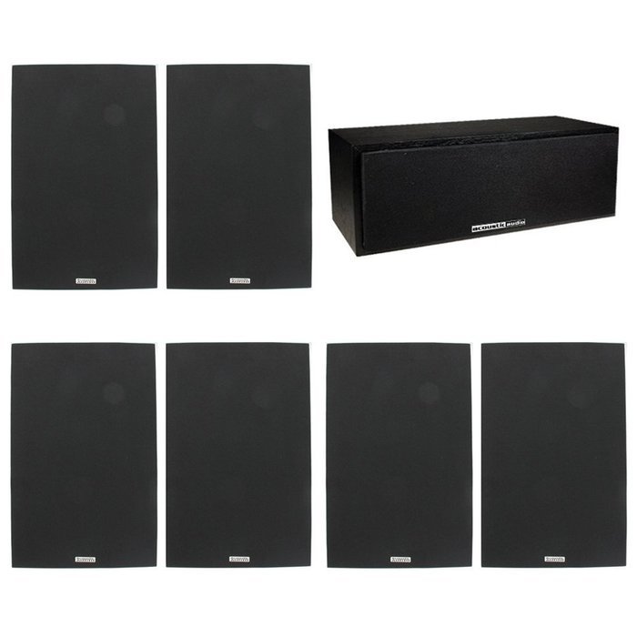 Acoustic Audio 6 Bookshelf & Center Home Speakers 7 Piece Set 600 Watt