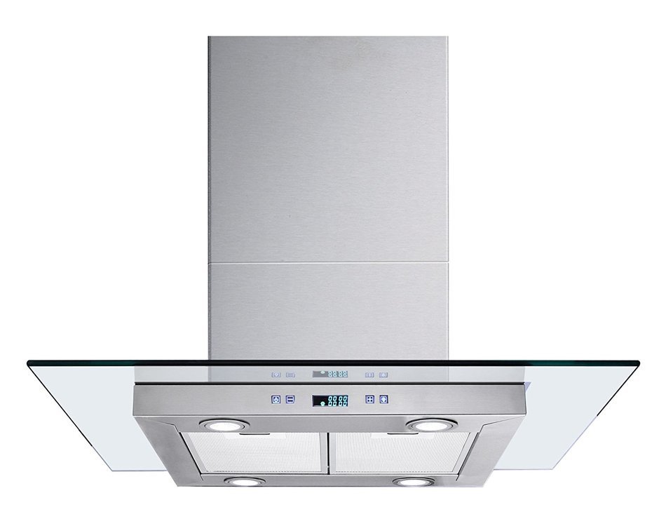 30"inch Islandmounted Stainless Steel Glass Range Hood free image