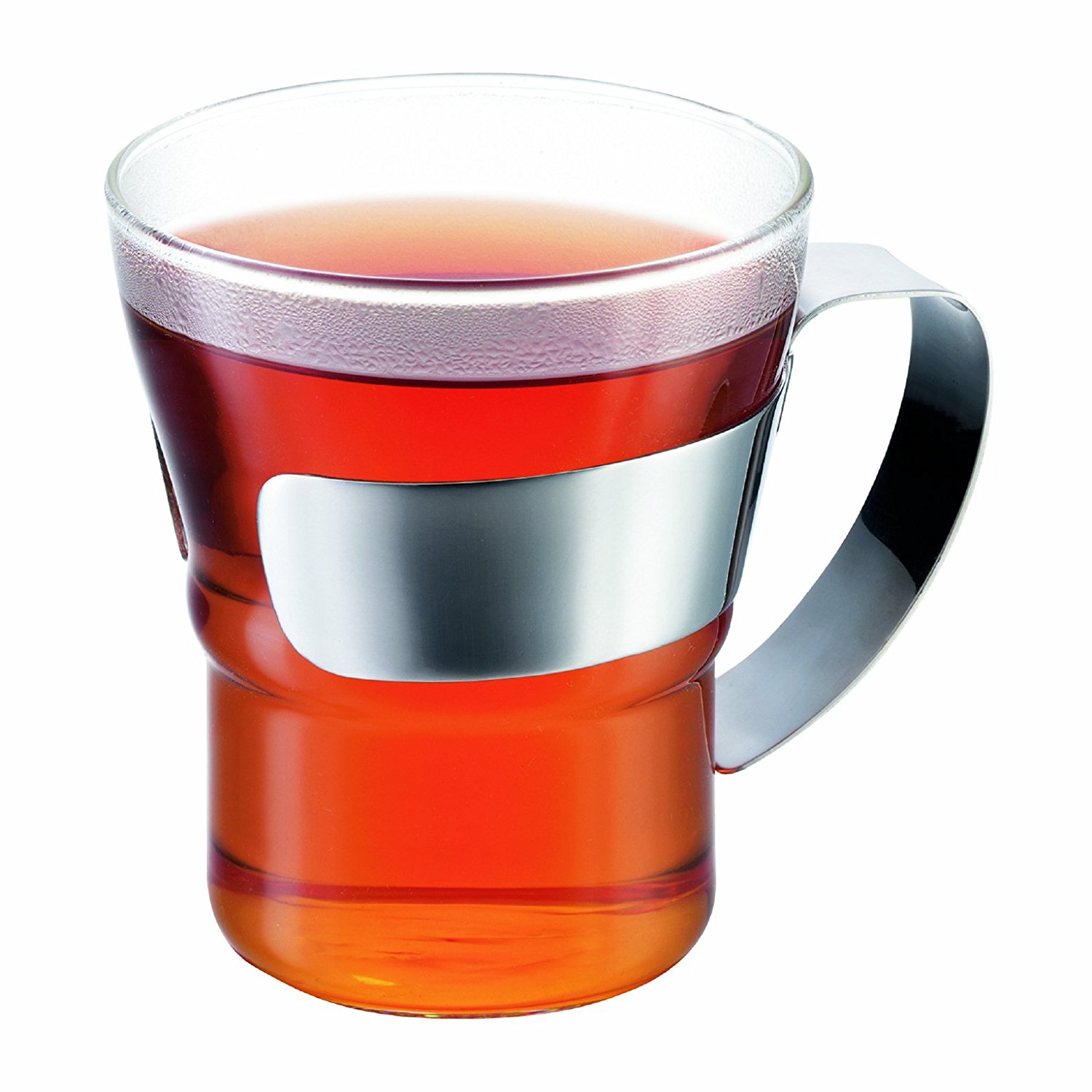 Bodum 455216 Assam 2 Piece Small Tea Glass with Steel Handle, 10 oz