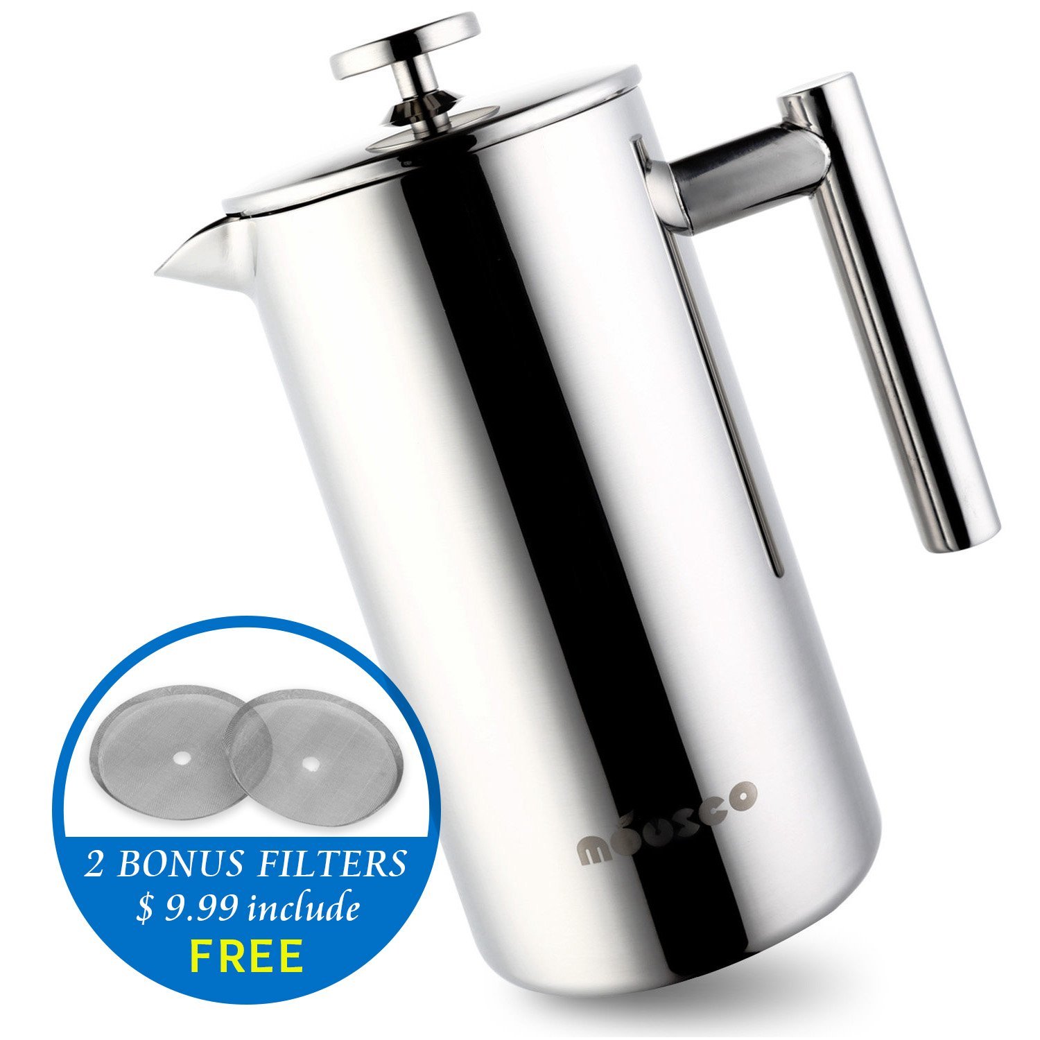 Miusco Stainless Steel Insulated Double Wall French Press Coffee Tea