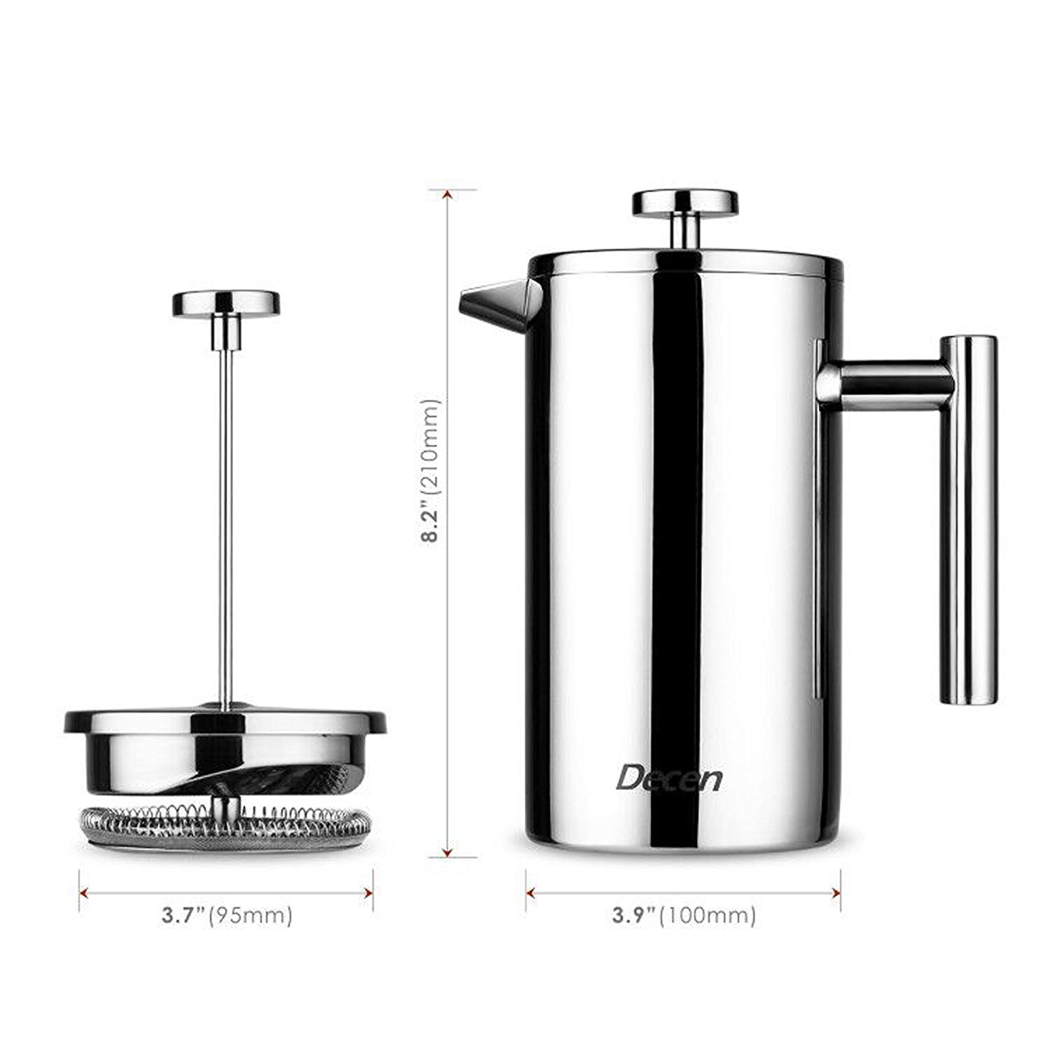 Decen Double Wall Stainless Steel French Press Coffee & Tea Maker, 8