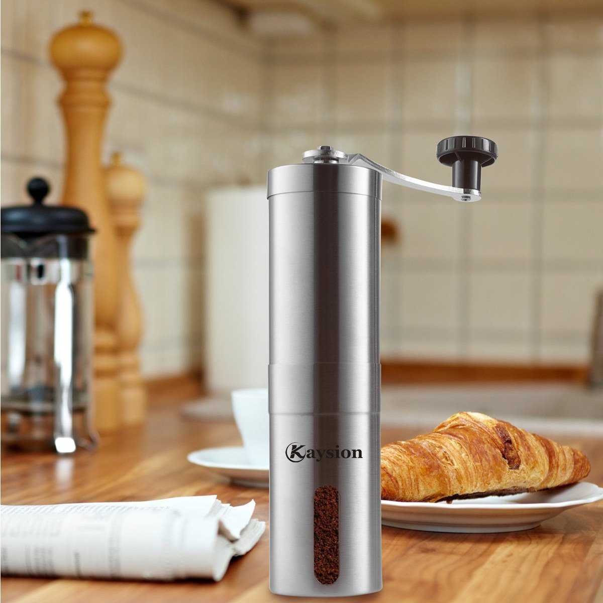 Manual Coffee Grinder KAYSION Coffee Grinder Hand Crank with Conical Ceramic Burr Adjustable