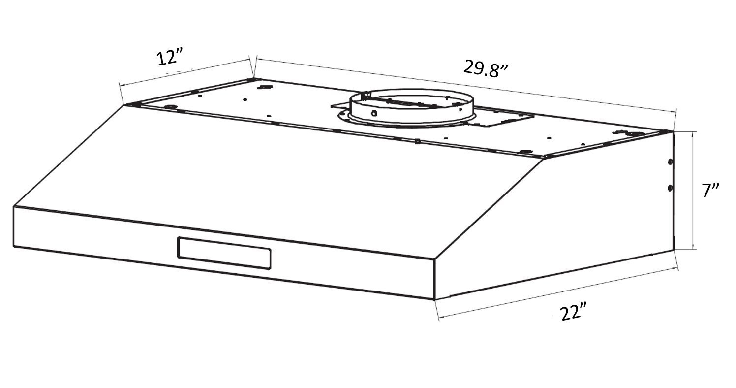 Tatsumaki 30" Contemporary Design Range Hood w/ 860 CFM, Touch Screen