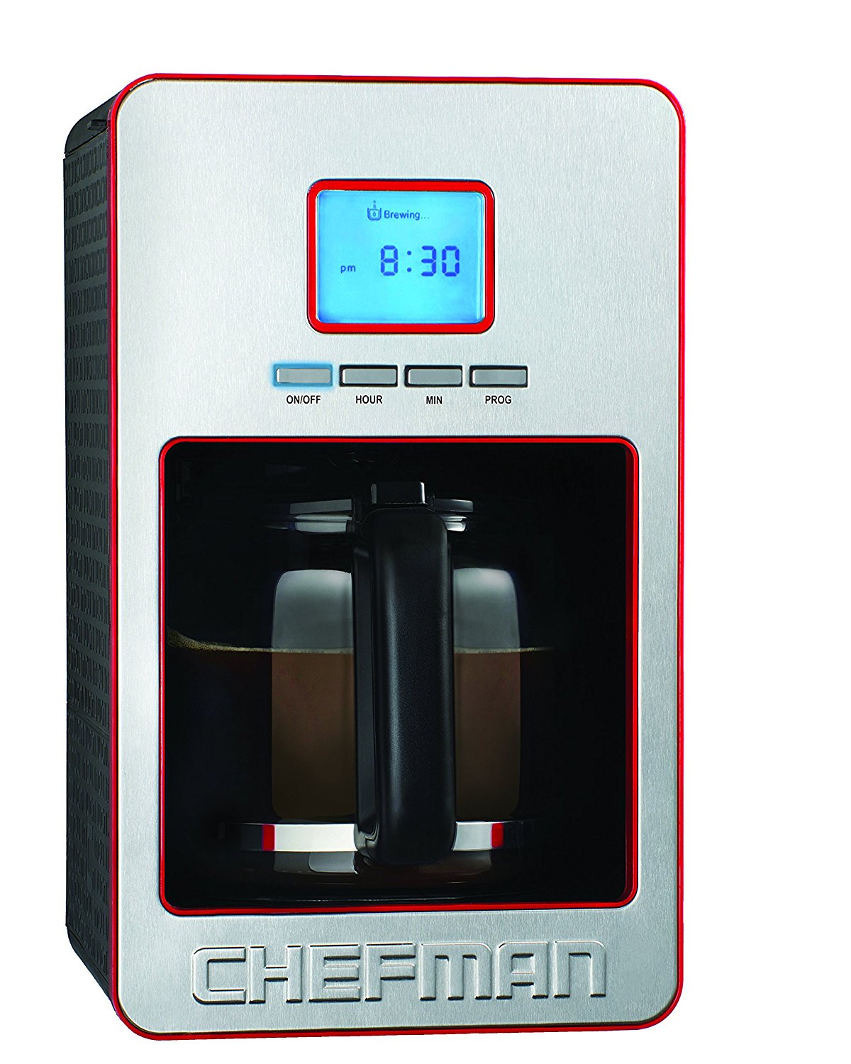 Chefman RJ1412SSPRed 12 Cup Programmable Coffee Maker with Stainless