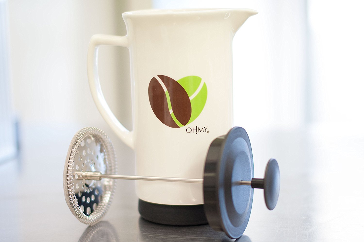 Ceramic French Coffee Press With Stainless Steel Plunger to Make Fresh