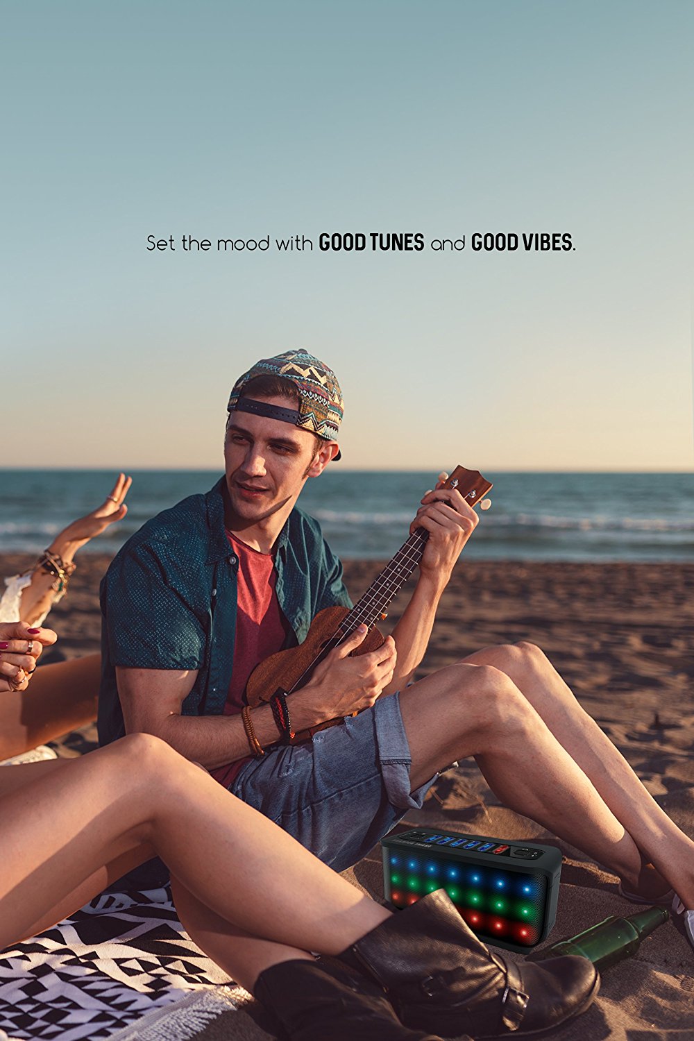 Sharper Image SBT609XBK Wireless Bluetooth Party Speaker with LED Color