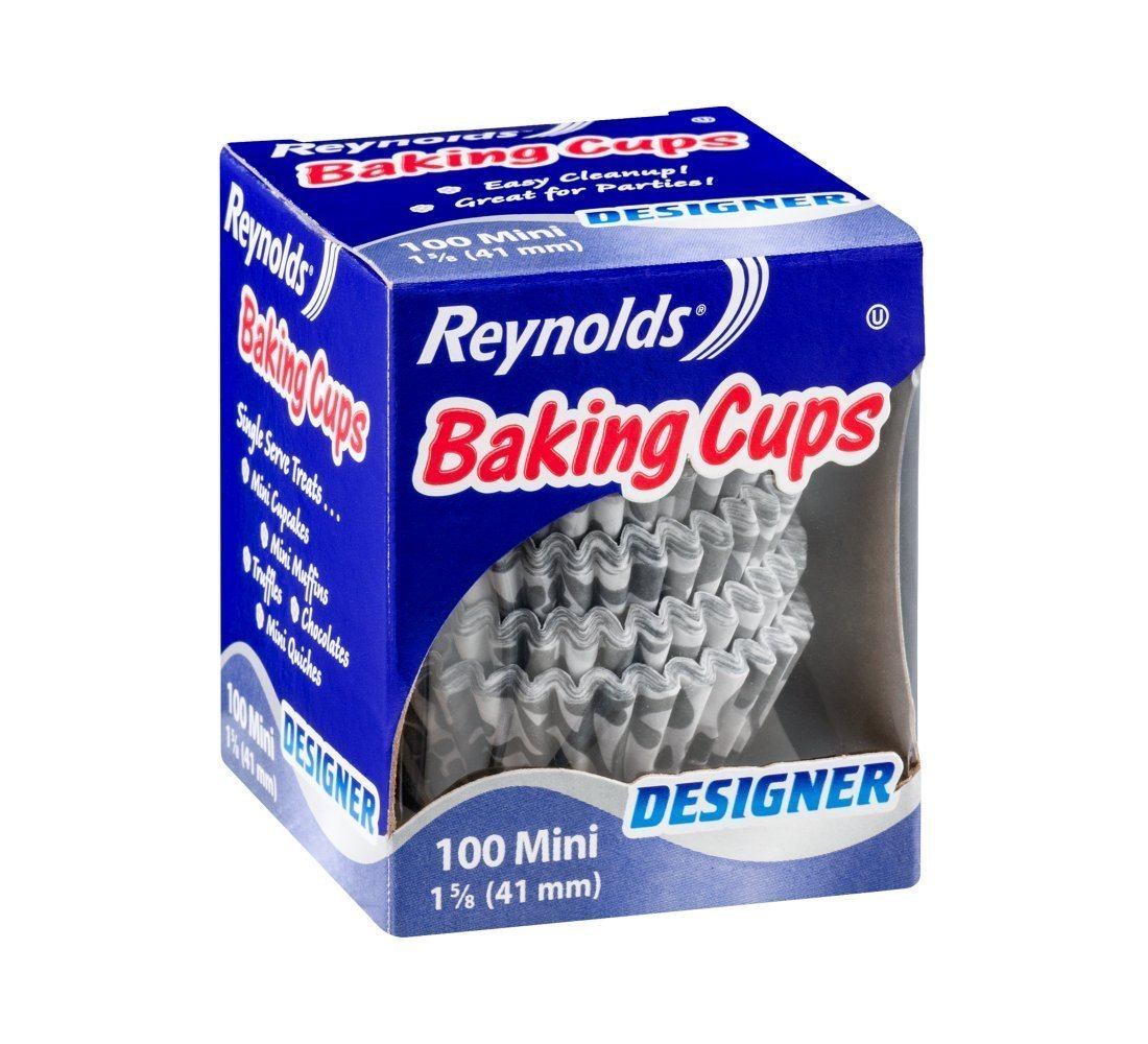 Reynolds Mini Disposable Baking Cups Designer Gray & White (Pack of